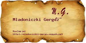Mladoniczki Gergő névjegykártya